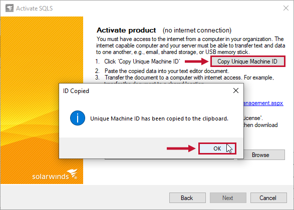 SolarWinds License Manager Copy Unique Machine ID SolarWinds License Manager Copy Unique Machine ID