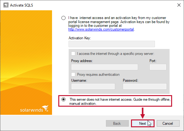 SolarWinds License Manager offline manual activation SolarWinds License Manager offline manual activation