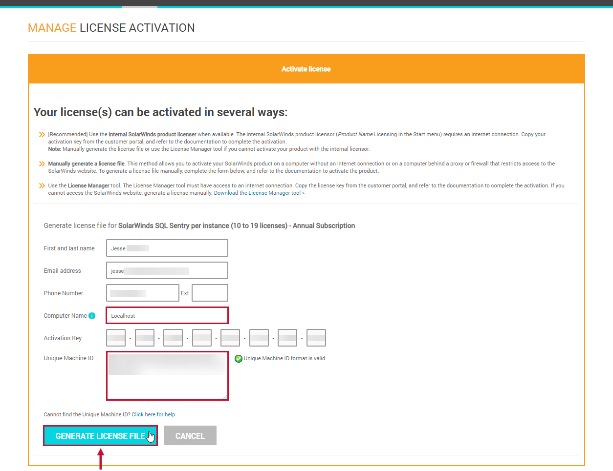 SolarWinds Manage License Activation Generate License File SolarWinds Manage License Activation Generate License File