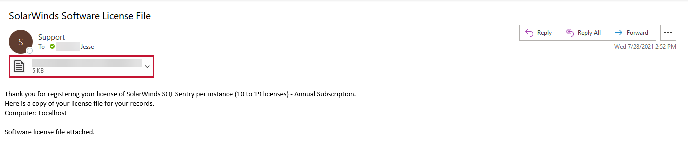SolarWinds Manage License Activation Download Activation File SolarWinds Software License File email