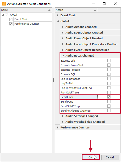 SQL Sentry Actions Selector Audit Conditions Version 2021.18 Actions Selector Audit Conditions