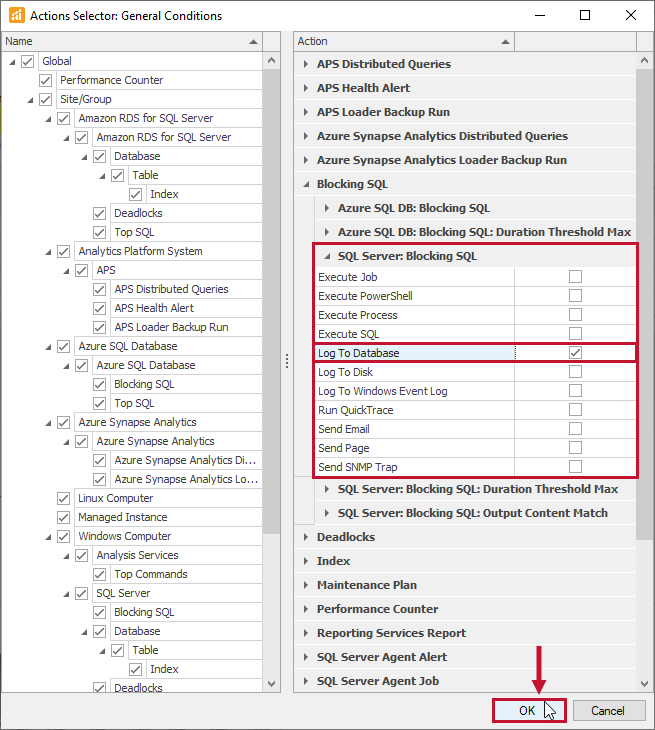 SQL Sentry Actions Selector select desired action Version 2021.12 SQL Sentry Actions Selector select desired action