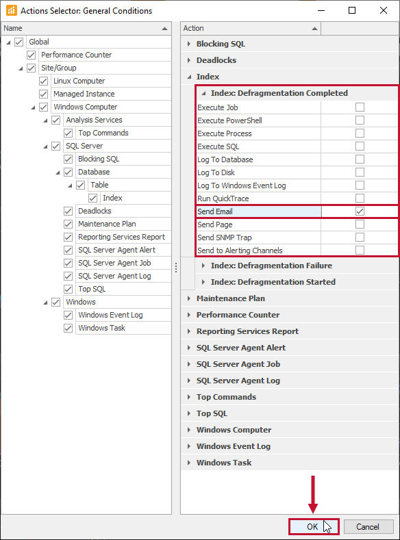 SQL Sentry Actions Selector Index Defragmentation Completed Version 2021.18 SQL Sentry Actions Selector Index Defragmentation Completed