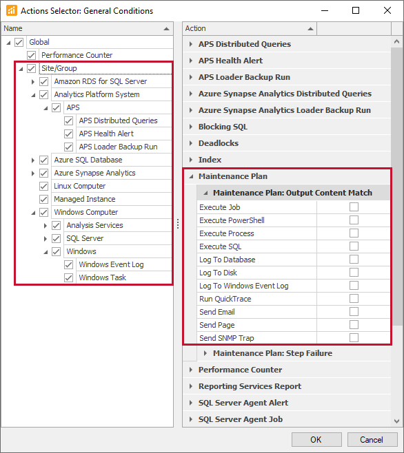 SQL Sentry Actions Selector Version 2021.18 SQL Sentry Actions Selector