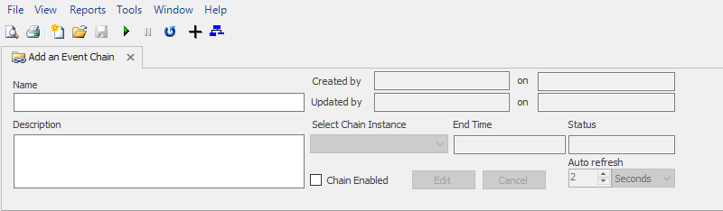 Add an Event Chain tab with sections to add a name and description.