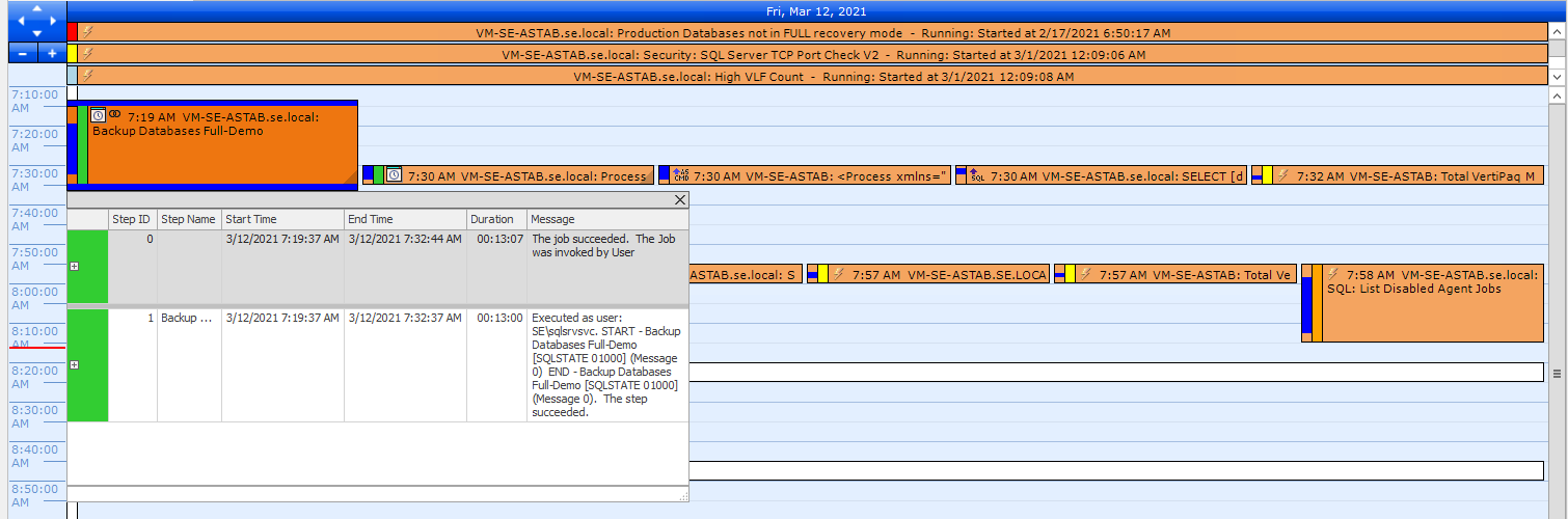 Event Calendar with event details displaying for the selected event. The details include columns such as Step ID, name, etc.