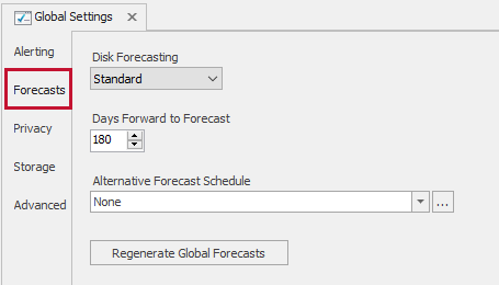 SQL Sentry Monitoring Service Settings Forecasts