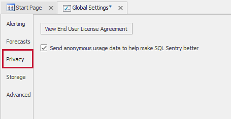 SQL Sentry Monitoring Service Settings Privacy Version 2021.18 SQL Sentry Monitoring Service Settings Privacy