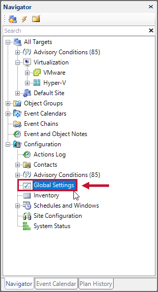 SQL Sentry select Global Settings in the Navigator Version 2021.12 SQL Sentry select Global Settings in the Navigator