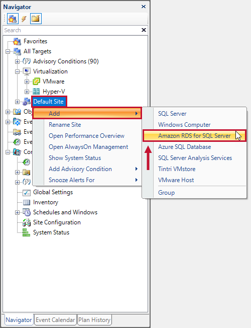 SQL Sentry Navigator Add Amazon RDS for SQL Server Version 2021.18 SQL Sentry Navigator Add Amazon RDS for SQL Server