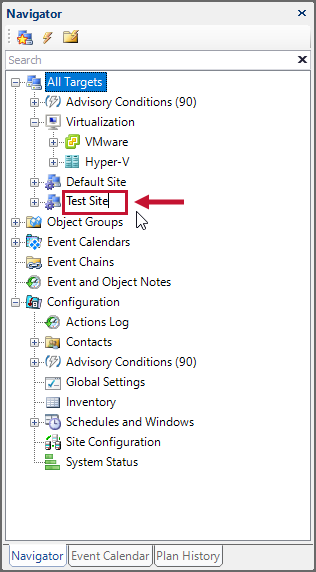 SQL Sentry name the new Site in the Navigator pane Version 2021.18 SQL Sentry name the new Site in the Navigator pane