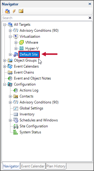SQL Sentry Navigator pane Default Site Version 2021.18 SQL Sentry Navigator pane Default Site