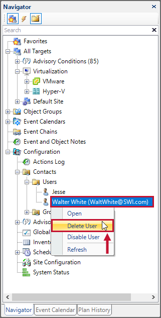 SQL Sentry Navigator Pane Delete User Version 2021.12 Navigator Pane Delete User