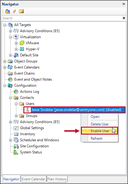 SQL Sentry Navigator pane Enable User Version 2021.12 SQL Sentry Navigator pane Enable User