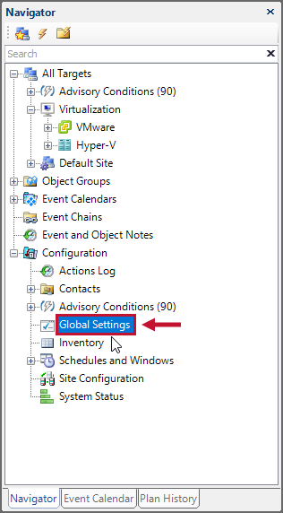 SQL Sentry Navigator Pane Global Settings Version 2021.18 Navigator Pane Global Settings