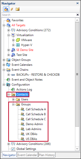 SQL Sentry Navigator Pane expand Contacts node Version 2021.12 SQL Sentry Navigator Pane expand Contacts node