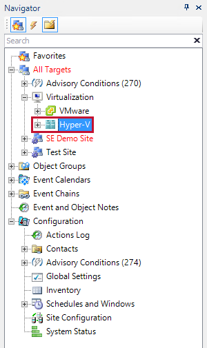 SQL Sentry Navigator Pane Hyper-V Node Version 2021.12 SQL Sentry Navigator Pane Hyper-V Node