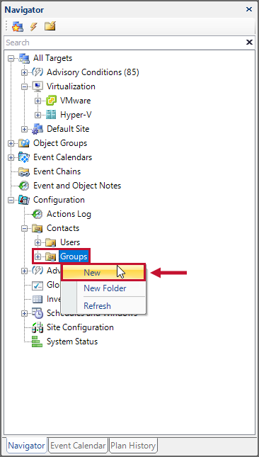 SQL Sentry Navigator pane New Group Version 2021.12 SQL Sentry Navigator pane New Group
