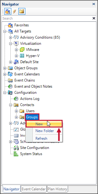 SQL Sentry Navigator Pane New user group Version 2021.12 Navigator Pane New user group