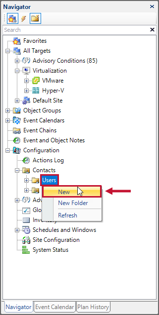 SQL Sentry Navigator Pane Users create new user Version 2021.12 Navigator Pane Users create new user