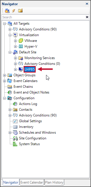 SQL Sentry select the desired node in the Navigator Version 2021.12 Select the desired node in the Navigator