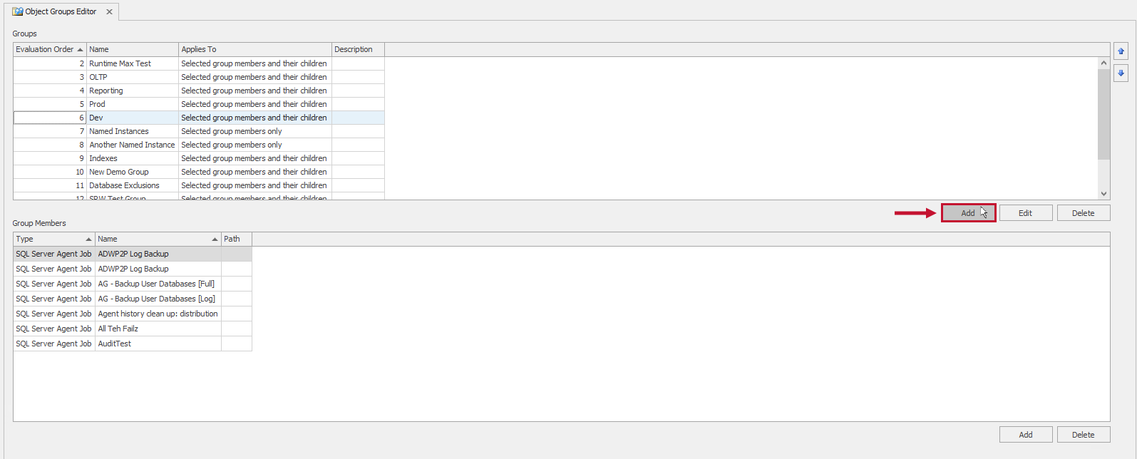SQL Sentry Object Group Editor Add Group Version 2021.12 SQL Sentry Object Group Editor Add Group