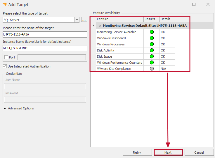 SQL Sentry Onboarding Target Added Version 2021.8 Onboarding Target Added