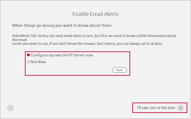 SQL Sentry Onboarding Wizard Enable Email Alerts Version 2021.8 Onboarding Wizard Enable Email Alerts