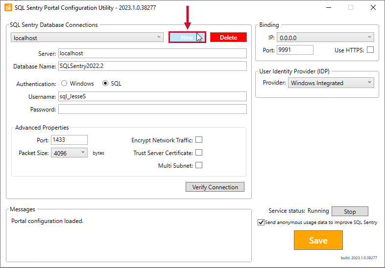 SQL Sentry Portal  Configuration Utility
