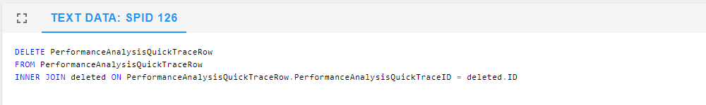 SQL Sentry Portal Blocking Text Data Version 2021.18 Text Data section displaying the T-SQL Blocking SPID Text Data for the highlighted Head Blocker statement.