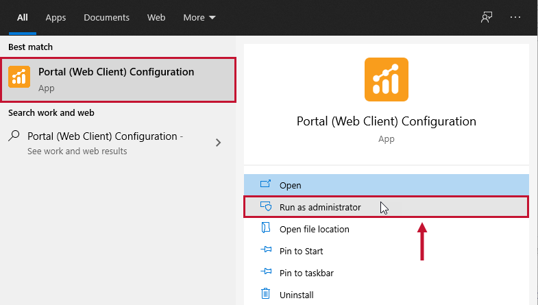 SQL Sentry Portal Configuration Utility Run as administrator Version 2021.18 SQL Sentry Portal Configuration Utility Run as administrator