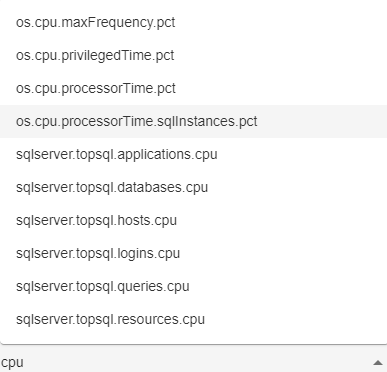 A list of CPU filtered metrics.