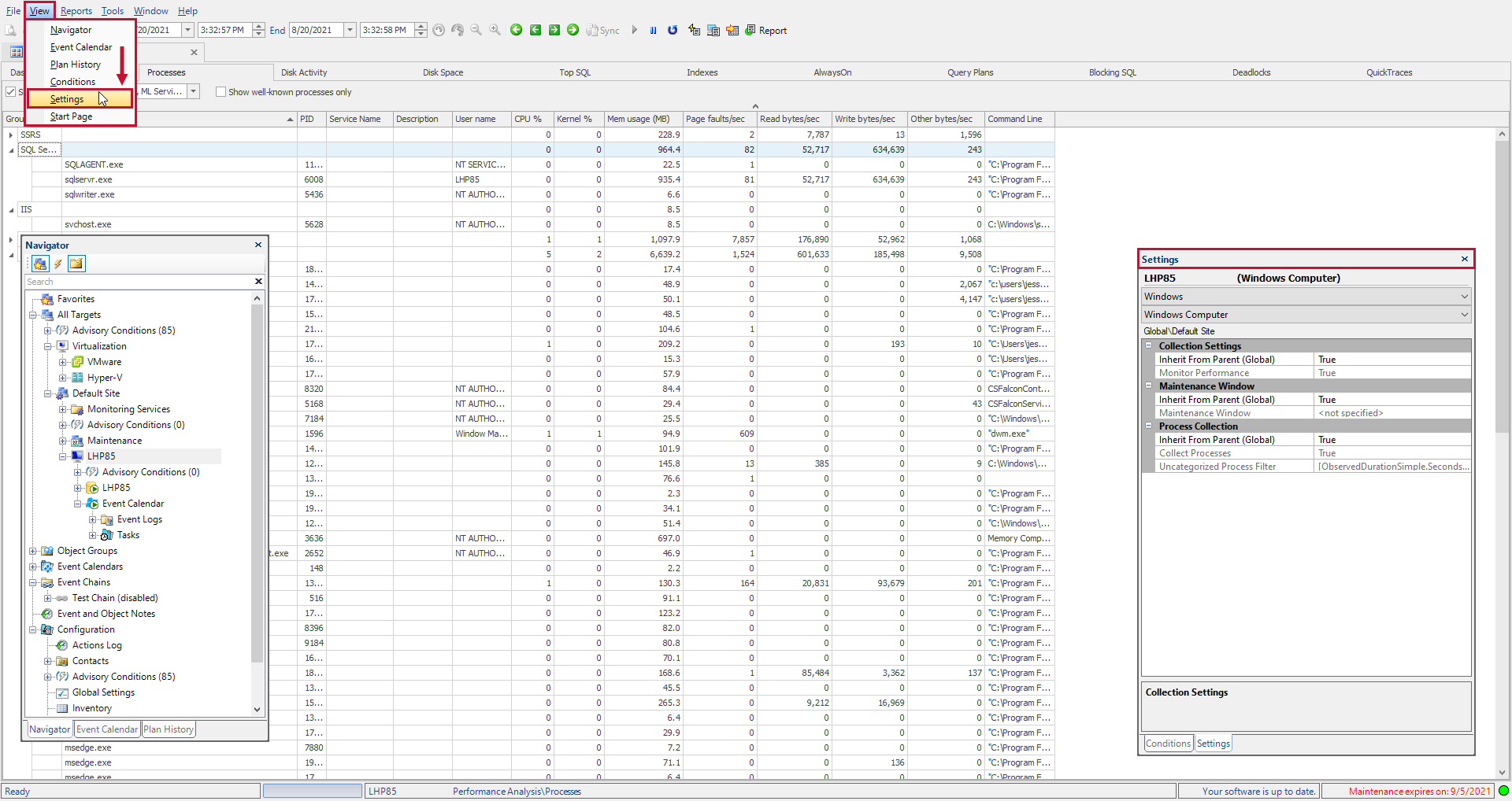 SQL Sentry View > Settings Version 2021.12 SQL Sentry View > Settings