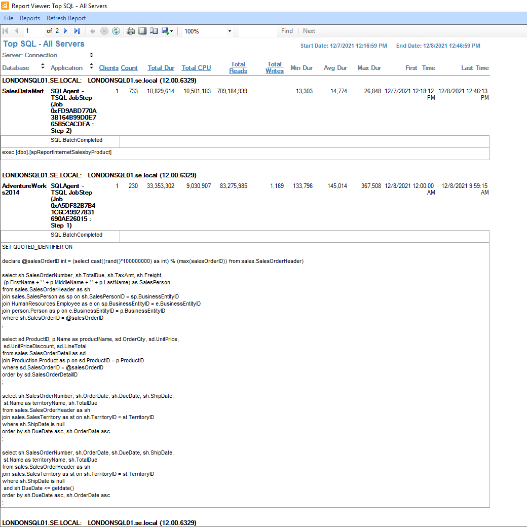 Ddp003 Sql Report SQL Sentry Reports Menus