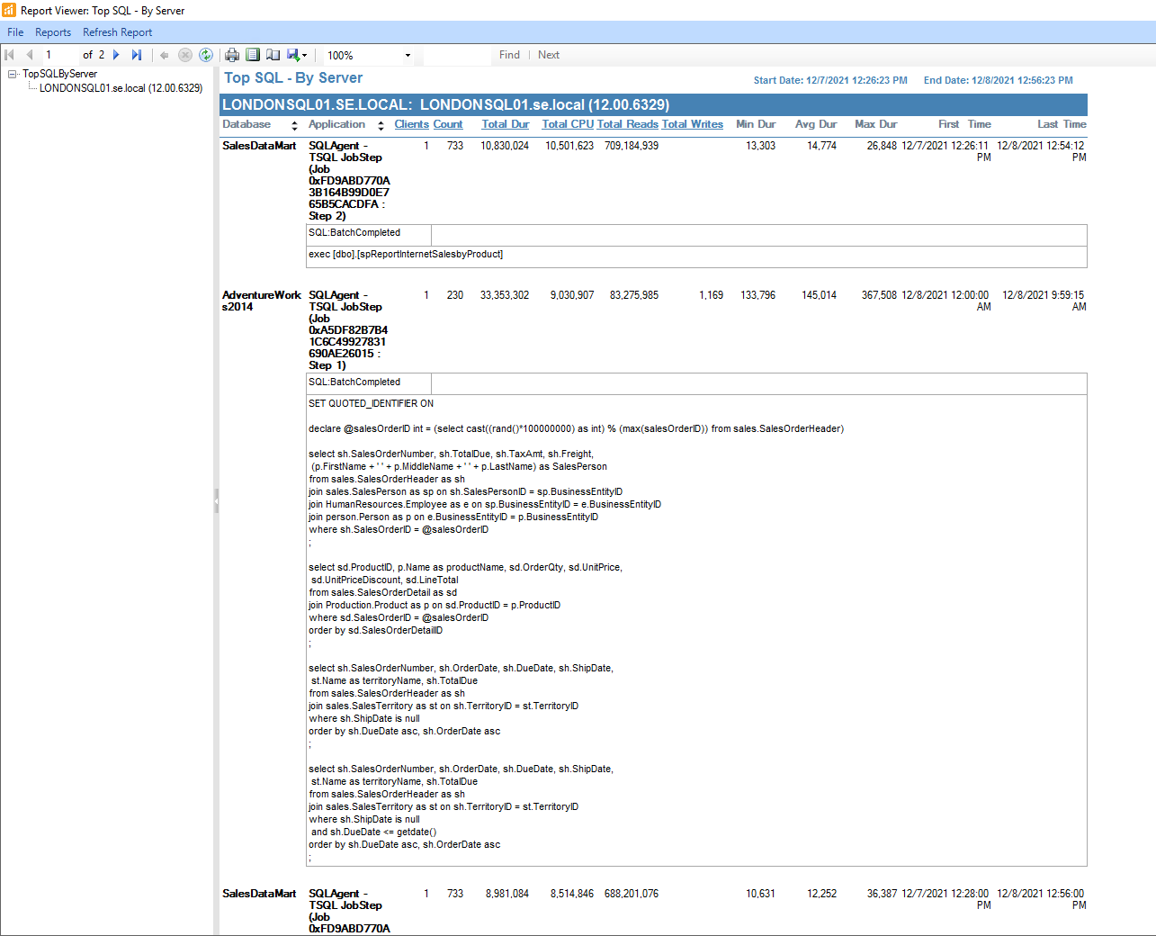Ddp003 Sql Report SQL Sentry Reports Menus