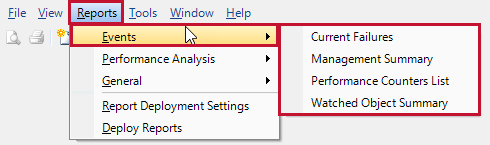 Events Sql Report SQL Sentry Reports Menus