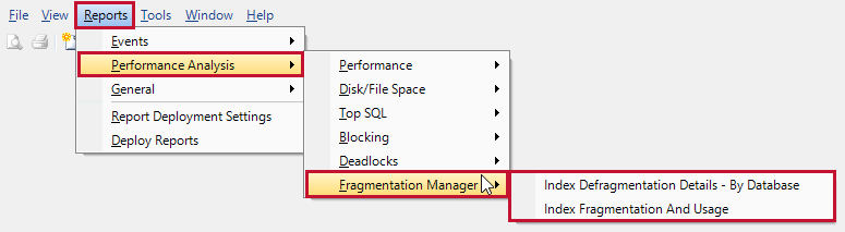 SQL Sentry Performance Analysis Fragmentation Manager Reports