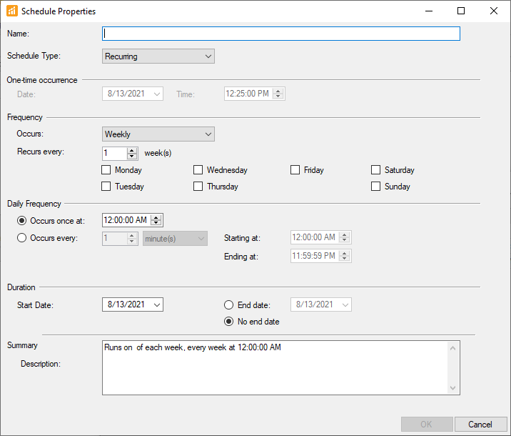 SQL Sentry Schedule Properties Version 2021.12 SQL Sentry Schedule Properties