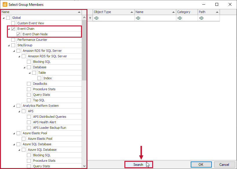 SQL Sentry Select Group Members window Search Version 2021.12 SQL Sentry Select Group Members window Search