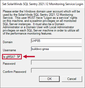 SQL Sentry Monitoring Service Login Is gMSA option