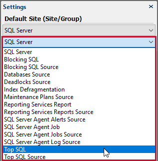 SQL Sentry Settings pane Version 2021.12 Settings pane