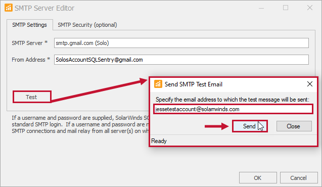 Monitoring Service SMTP Configuration