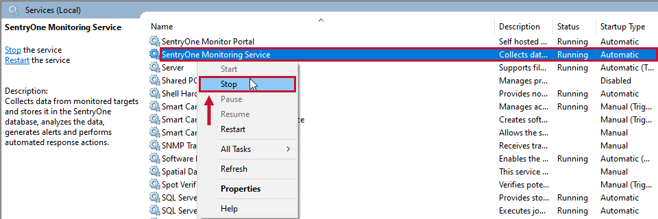 Stop the SentryOne Monitoring Service