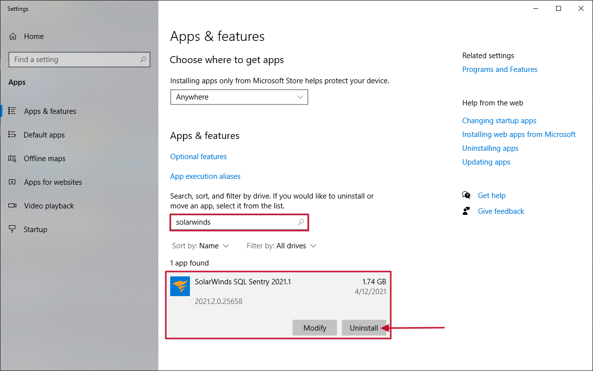 Uninstalling SQL Sentry
