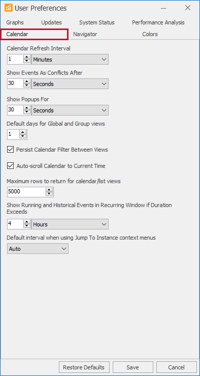 SQL Sentry User Preferences Calendar Version 2021.12 SQL Sentry User Preferences Calendar