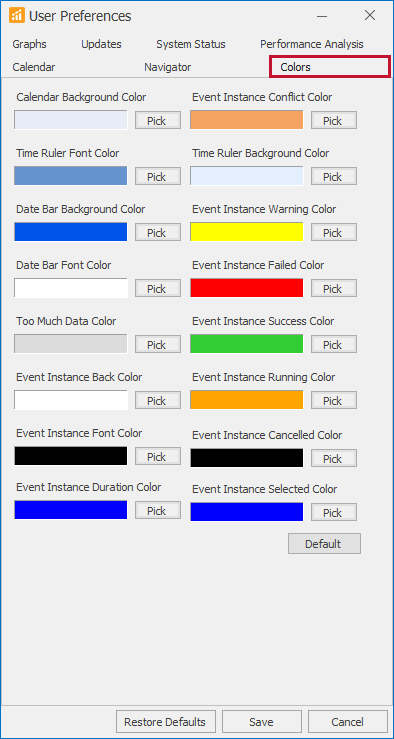 SQL Sentry User Preferences Colors Version 2021.12 SQL Sentry User Preferences Colors