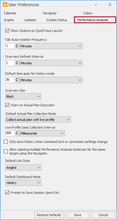 SQL Sentry User Preferences Performance Analysis Version 2021.12 SQL Sentry User Preferences Performance Analysis