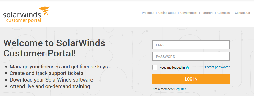 SolarWinds Customer Portal SolarWinds Customer Portal