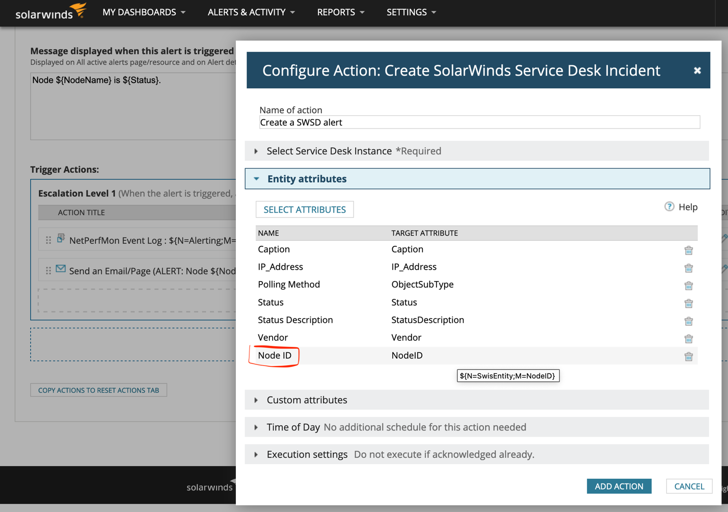 Enable Solarwinds SolarWinds Observability Self-Hosted integration with Service Desk