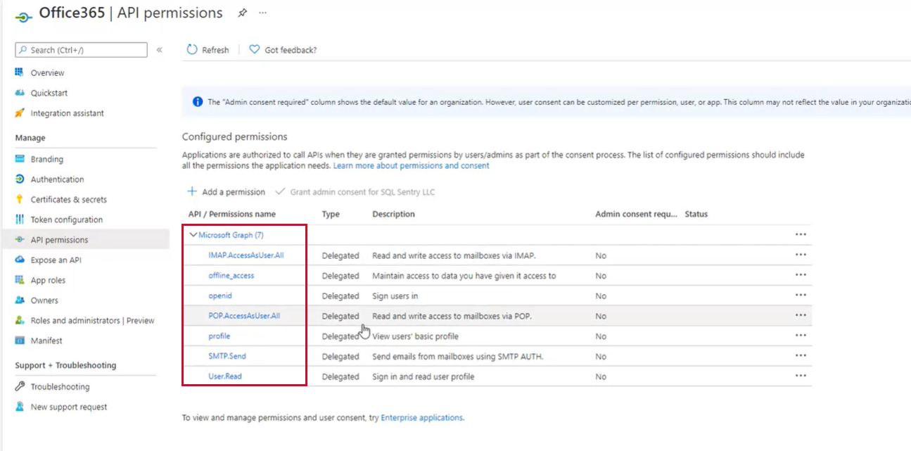 Office365 API Permissions for Task Factory Email OAuth2 Connection Manager Office365 API Permissions for Task Factory Email OAuth2 Connection Manager